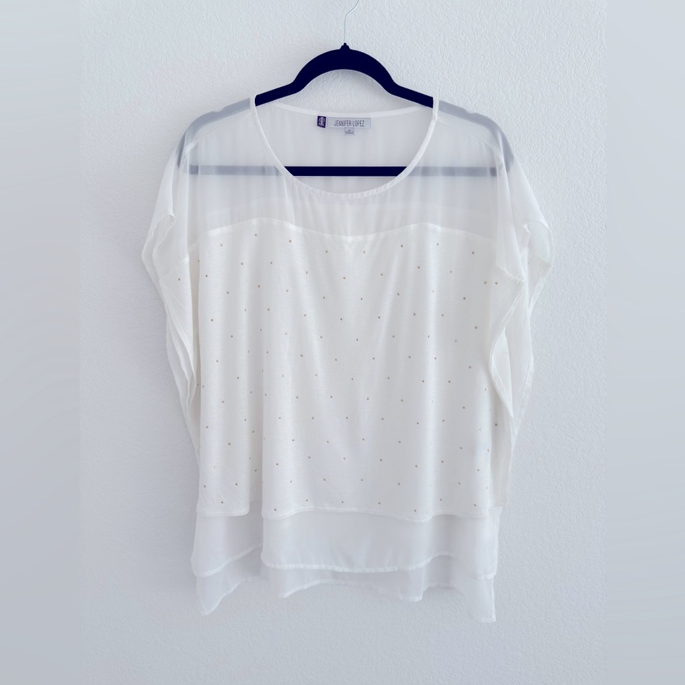 Jennifer Lopez White Embellished Top